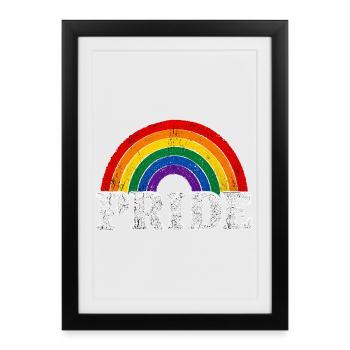 Autocollant de t-shirt vintage Regenbogen Rainbow Pride - Affiche encadrée (27 × 37 cm) - noir - Devant