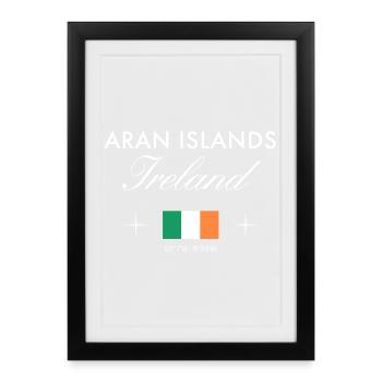 Aran Islands Ireland Coordinates Travel Souvenir - Framed poster (27 × 37 cm) - black - Front