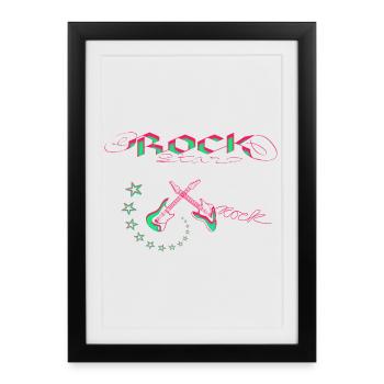 Rock Star Neon - Affiche encadrée (27 × 37 cm) - noir - Devant