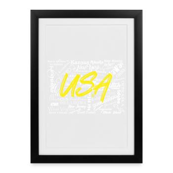 USA United States White - Framed poster (27 × 37 cm) - black - Front