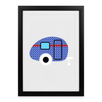 Caravan Knitting Pattern Caravan Camping Winter - Framed poster (27 × 37 cm) - black - Front