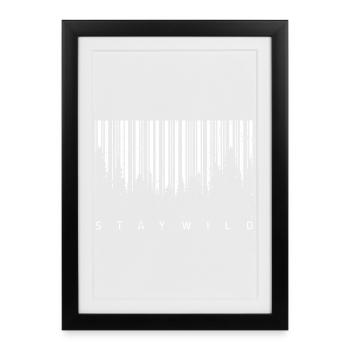 Silhouette de code-barres forestière - Affiche encadrée (27 × 37 cm) - noir - Devant