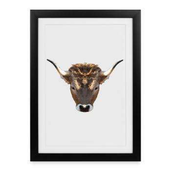 Stiergesicht, landtier outfits, Stierkopf - Gerahmtes Poster (27 × 37 cm) - Schwarz - Vorne