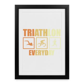 Routine de triathlon à vélo - Affiche encadrée (27 × 37 cm) - noir - Devant