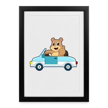 Bear Car - Framed poster (27 × 37 cm) - black - Front