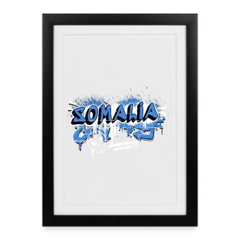 Design de drapeau graffiti de la Somalie - Affiche encadrée (27 × 37 cm) - noir - Devant