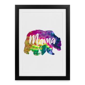 Maman Bear Tie Dye Batik Bear - Affiche encadrée (27 × 37 cm) - noir - Devant