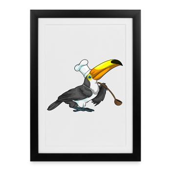 Cuisinage à la cuillère de cuisson Toucan Chef - Affiche encadrée (27 × 37 cm) - noir - Devant