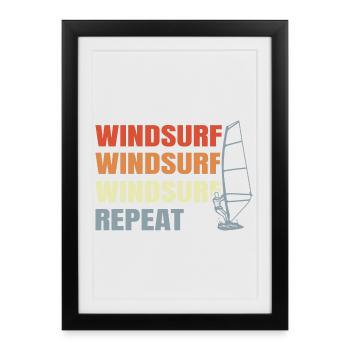 Windsurfing Vintage Look - Framed poster (27 × 37 cm) - black - Front