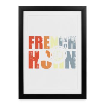 Vintage French Horn - Framed poster (27 × 37 cm) - black - Front