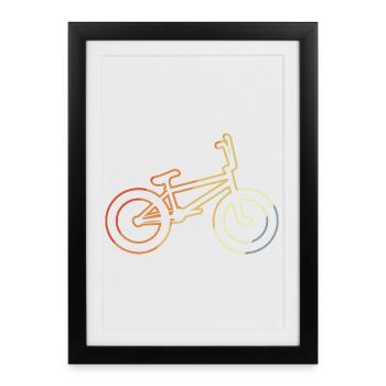 Croquis de roue BMX - Affiche encadrée (27 × 37 cm) - noir - Devant