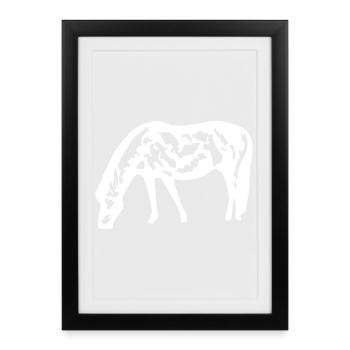 cheval blanc cheval blanc t-shirt cadeau cavalier - Affiche encadrée (27 × 37 cm) - noir - Devant