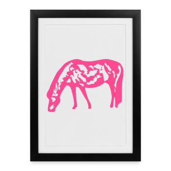 Cheval rose rose - Affiche encadrée (27 × 37 cm) - noir - Devant