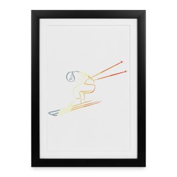 Croquis de sports d’hiver - Affiche encadrée (27 × 37 cm) - noir - Devant