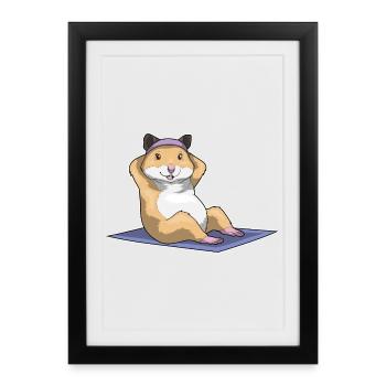 Hamster Abdominal Muscle Training Bodybuilding - Framed poster (27 × 37 cm) - black - Front