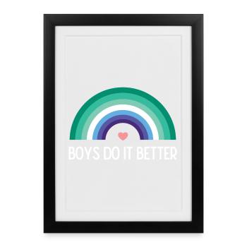 LGBTQ Pride Month - Boys Do it better - Framed poster (27 × 37 cm) - black - Front