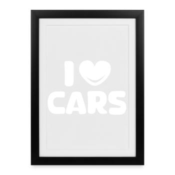 i love cars Autoliebe Tuner Tuning Herz Logo icon - Gerahmtes Poster (27 × 37 cm) - Schwarz - Vorne