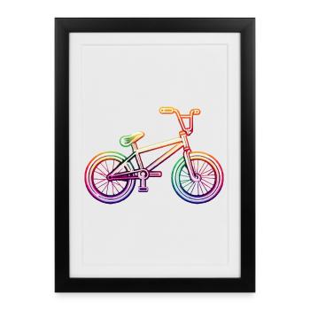 Neon Rainbow BMX Bike - Framed poster (27 × 37 cm) - black - Front