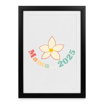 Mama Est 2025 Retro I'm going to be a mother - Framed poster (27 × 37 cm) - black - Front