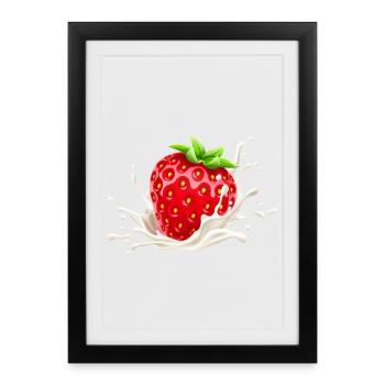 strawberry, strawberry craving, strawberry - Framed poster (27 × 37 cm) - black - Front