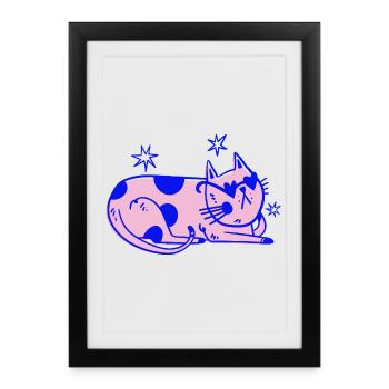 Chat élégant – Ambiance rétro détendue - Affiche encadrée (27 × 37 cm) - noir - Devant