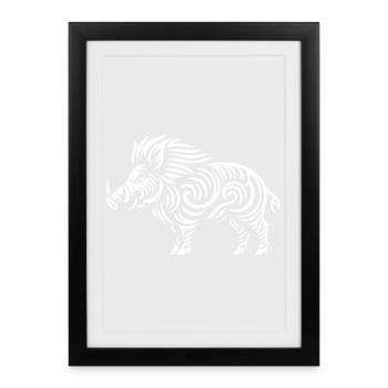 Sanglier Tribal - Affiche encadrée (27 × 37 cm) - noir - Devant