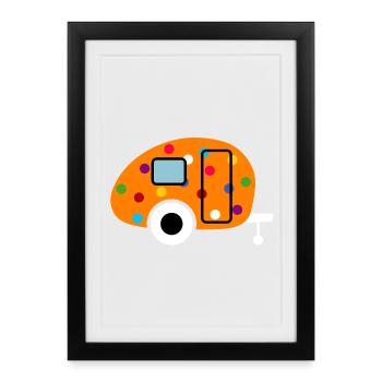 Caravane uniquement confettis blancs - Affiche encadrée (27 × 37 cm) - noir - Devant