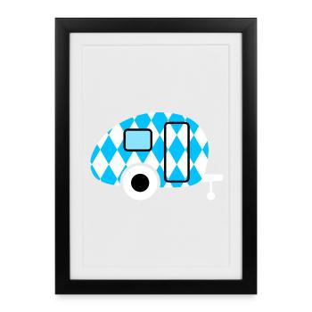 Caravane Caravane Bavière Camping Octobre Retro Fan - Affiche encadrée (27 × 37 cm) - noir - Devant
