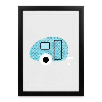Caravan Fish Camping Caravan Shed Pattern - Framed poster (27 × 37 cm) - black - Front