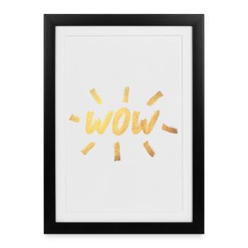 WOW pinceau or OMG écriture manuscrite style bande dessinée cool - Affiche encadrée (27 × 37 cm) - noir - Devant