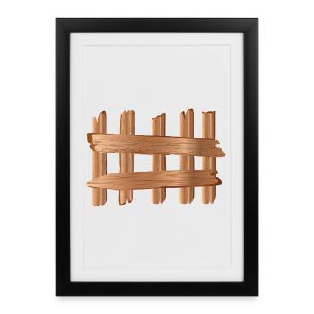 Élément de clôture en bois rustique Motif aspect bois - Affiche encadrée (27 × 37 cm) - noir - Devant