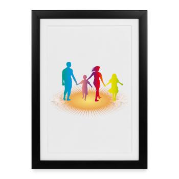 Colorful family in sunlight - Framed poster (27 × 37 cm) - black - Front
