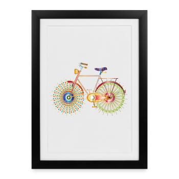 Vélo décoré de couleurs vives – créatif et extraordinaire - Affiche encadrée (27 × 37 cm) - noir - Devant