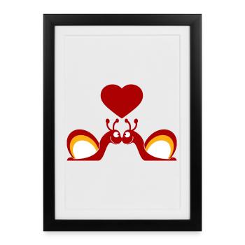 2 Snail Shell Snails Team In Love Friends - Framed poster (27 × 37 cm) - black - Front