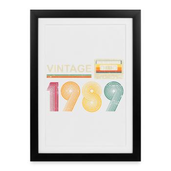 Vintage 1980s Cassette Tape Design - Framed poster (27 × 37 cm) - black - Front