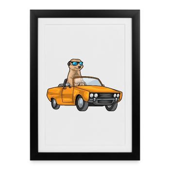 Voiture Meerkat - Affiche encadrée (27 × 37 cm) - noir - Devant