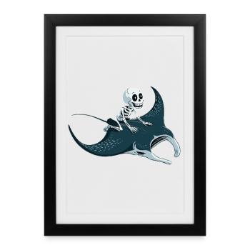 Skeleton on manta ray - Framed poster (27 × 37 cm) - black - Front