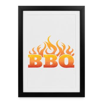 Barbecue Party Flaming BBQ Design - Affiche encadrée (27 × 37 cm) - noir - Devant