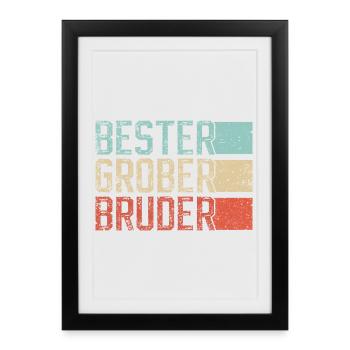 Meilleur Big Brother Retro - Affiche encadrée (27 × 37 cm) - noir - Devant