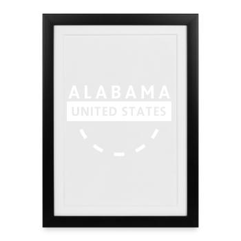 Emblème de l’État de l’Alabama États-Unis - Affiche encadrée (27 × 37 cm) - noir - Devant