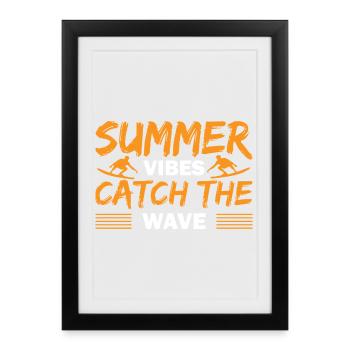 Summer catch the wave - Framed poster (27 × 37 cm) - black - Front