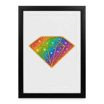 Diamants arc-en-ciel scintillants - Affiche encadrée (27 × 37 cm) - noir - Devant