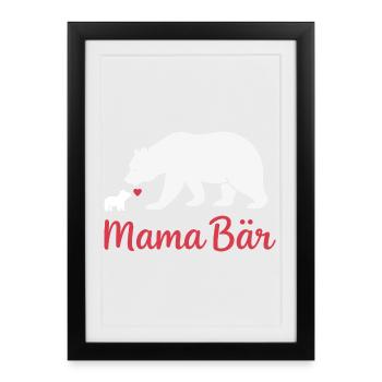 Future Maman MAMA BEAR Rétro Drôle - Affiche encadrée (27 × 37 cm) - noir - Devant