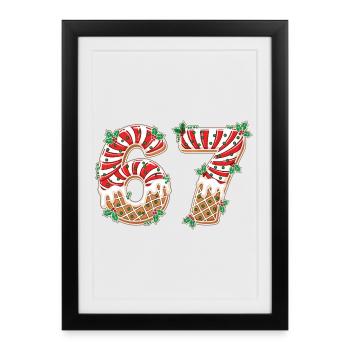 Biscuit numéro 67 en design de glaçage - Affiche encadrée (27 × 37 cm) - noir - Devant