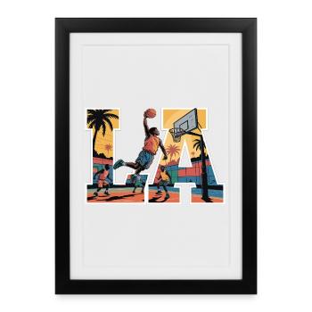 Streetball LA – Urban Basketball Design Sunset - Framed poster (27 × 37 cm) - black - Front