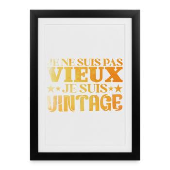 Vintage Vieux Cadeau Anniversaire Papa Grand Père - Affiche encadrée (27 × 37 cm) - noir - Devant