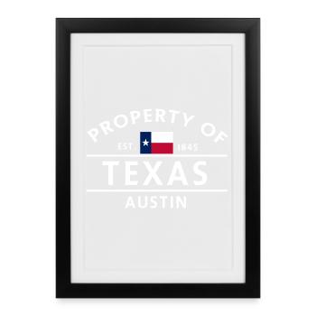 Texas Austin Est 1845 Vintage - Framed poster (27 × 37 cm) - black - Front