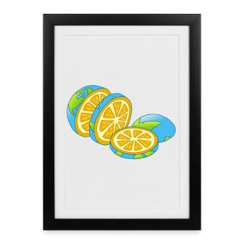 La planète Terre est une orange - Affiche encadrée (27 × 37 cm) - noir - Devant