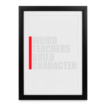 Des professeurs bizarres construisent un personnage Logo drôle d’enseignant - Affiche encadrée (27 × 37 cm) - noir - Devant