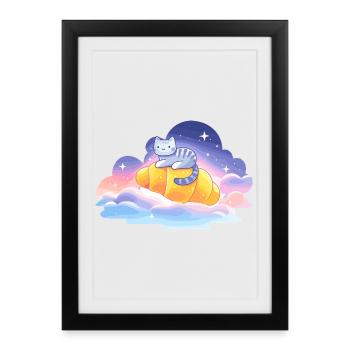 Kitten in the cloud dream - Framed poster (27 × 37 cm) - black - Front